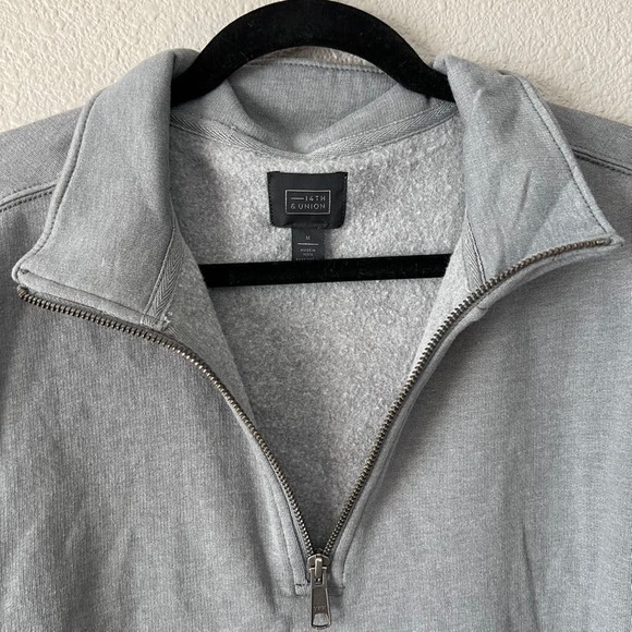 14th & Union Mens Quarter Zip Grey Long Sleeve New Pullover Sweater Medium - Picture 2 of 8